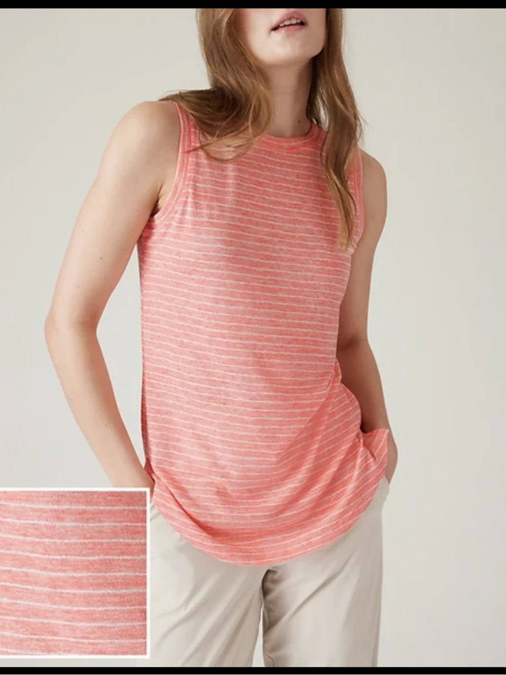 ATHLETA BREEZY STRIPE SUNSET GLOW SLEEVELESS BREEZY TOP TANK Size L